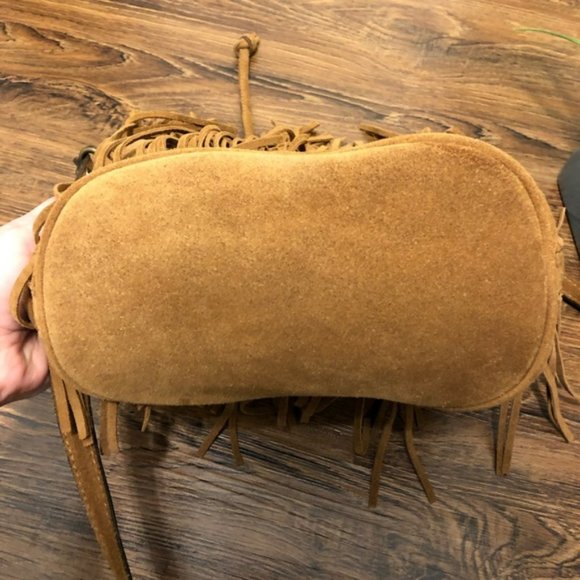 Patricia Nash Bags Patricia Nash Suede Fringe Bronte Leather Drawstring Bucket Crossbody Bag